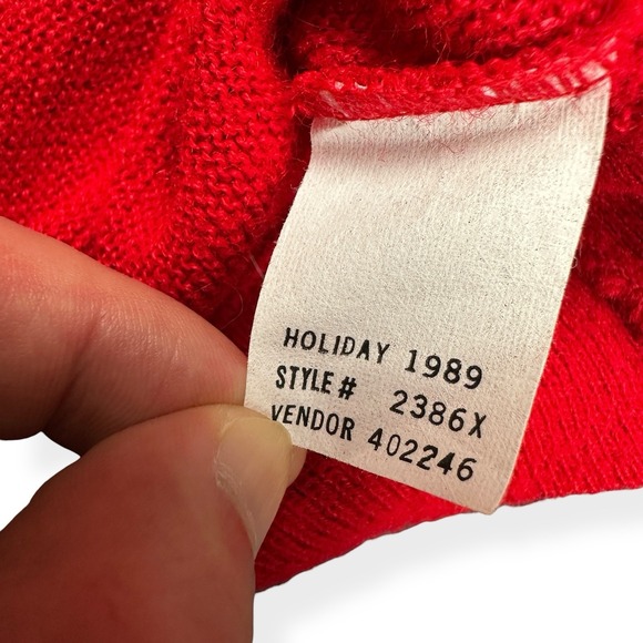 Vintage IZOD Lacoste Sweater Men's XL Red Grandpa V Neck Cotton Made in USA 80s - Picture 12 of 13